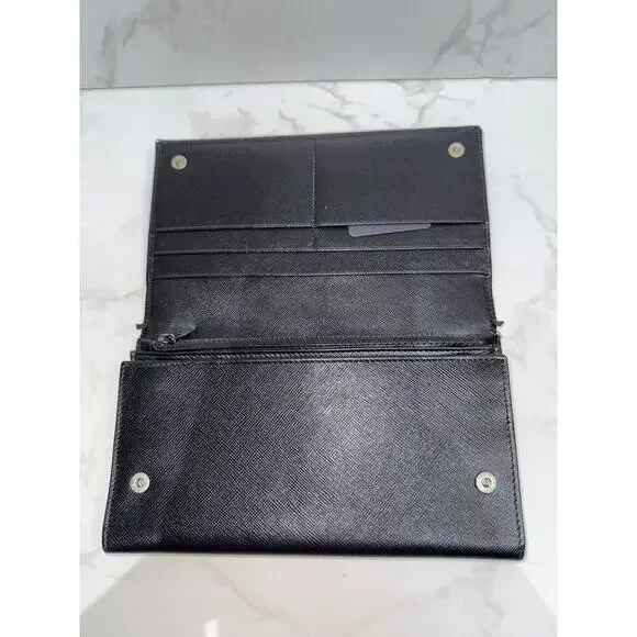 Prada Saffiano Continental Flap Wallet in Black - Picture 6 of 12